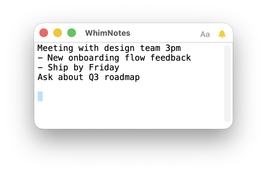 WhimNotes app screenshot